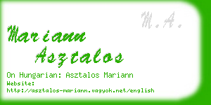 mariann asztalos business card